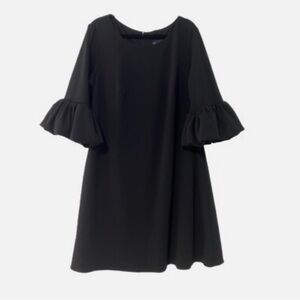 Elegant Black Ruffle Sleeve Dress Betsy Adam $209 retail 22W Made in USA